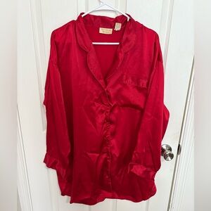 Victoria’s Secret Gold Label Satin Button-Up Long Sleeve Sleep Shirt